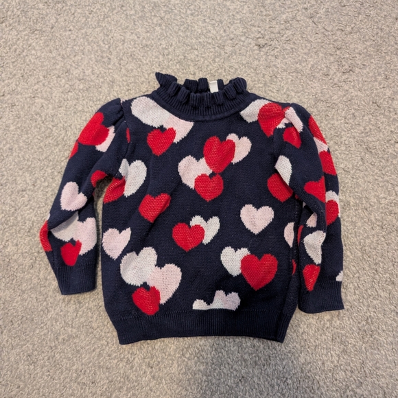 Janie and Jack Heart Pattern Sweater - Navy, Red, and White - Picture 3 of 7